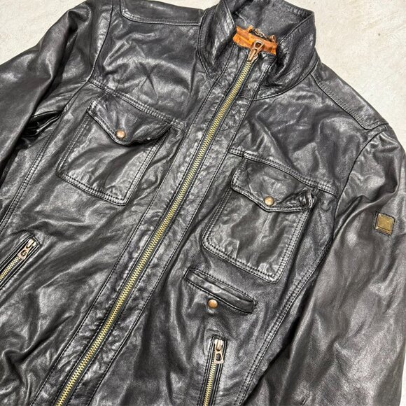 Hugo Boss Lamb Leather Jacket Motorcycle GR-Joetze Black Small - Picture 2 of 16